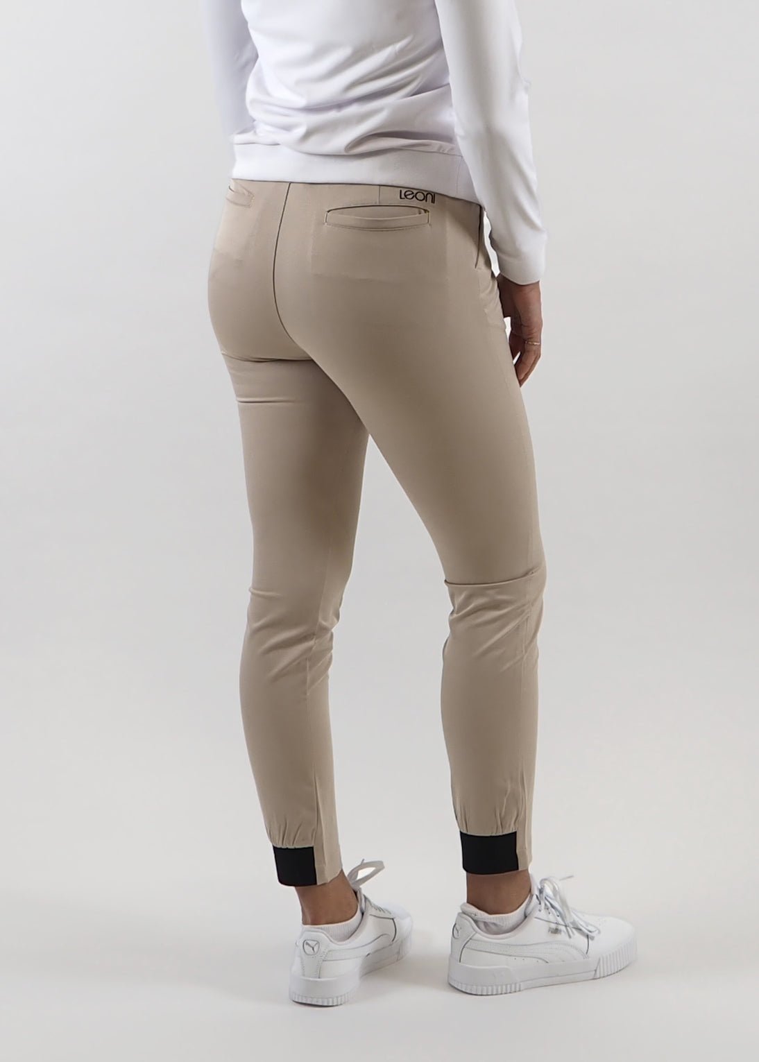 Naisten golfhousut joggersit, beige - Leoni