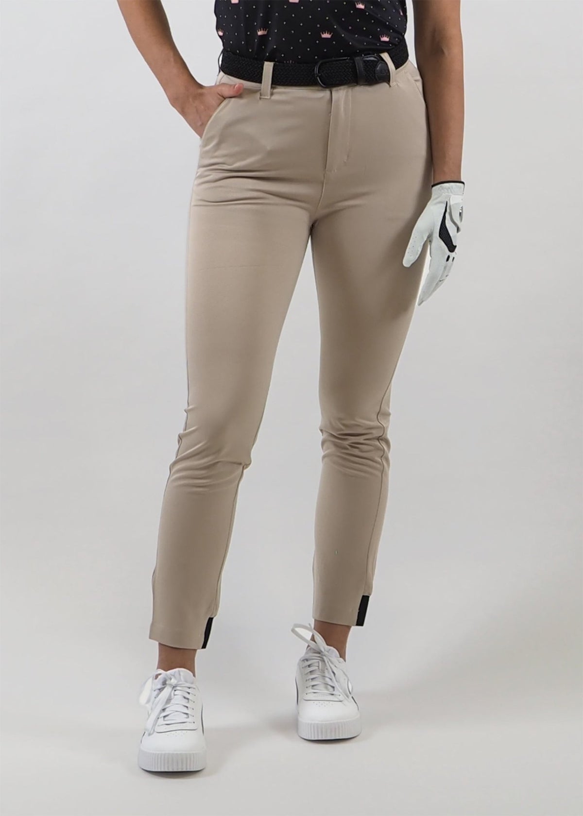 Naisten golfhousut joggersit, beige - Leoni