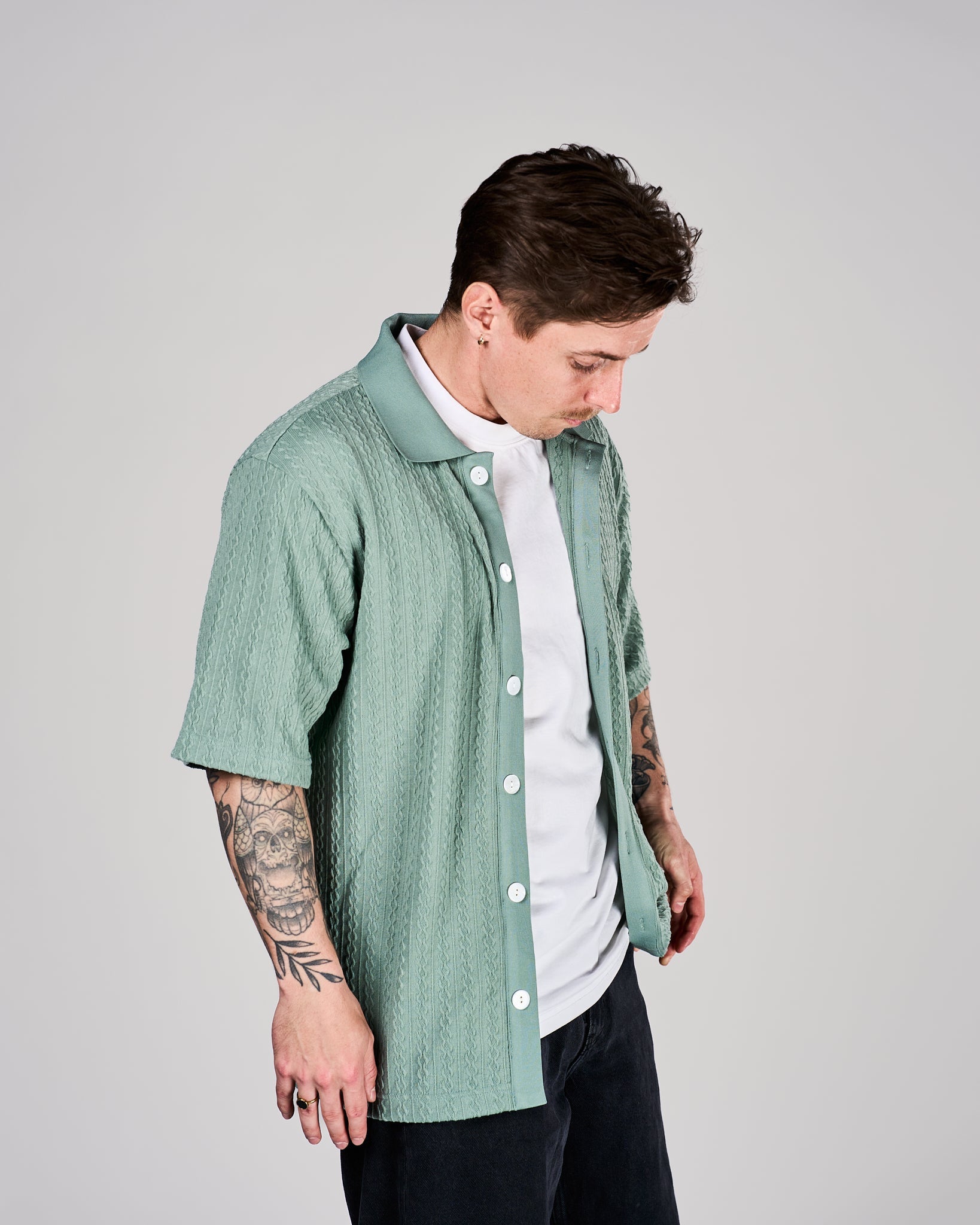 Men's Button Down Polo Blue Surf - Leoni