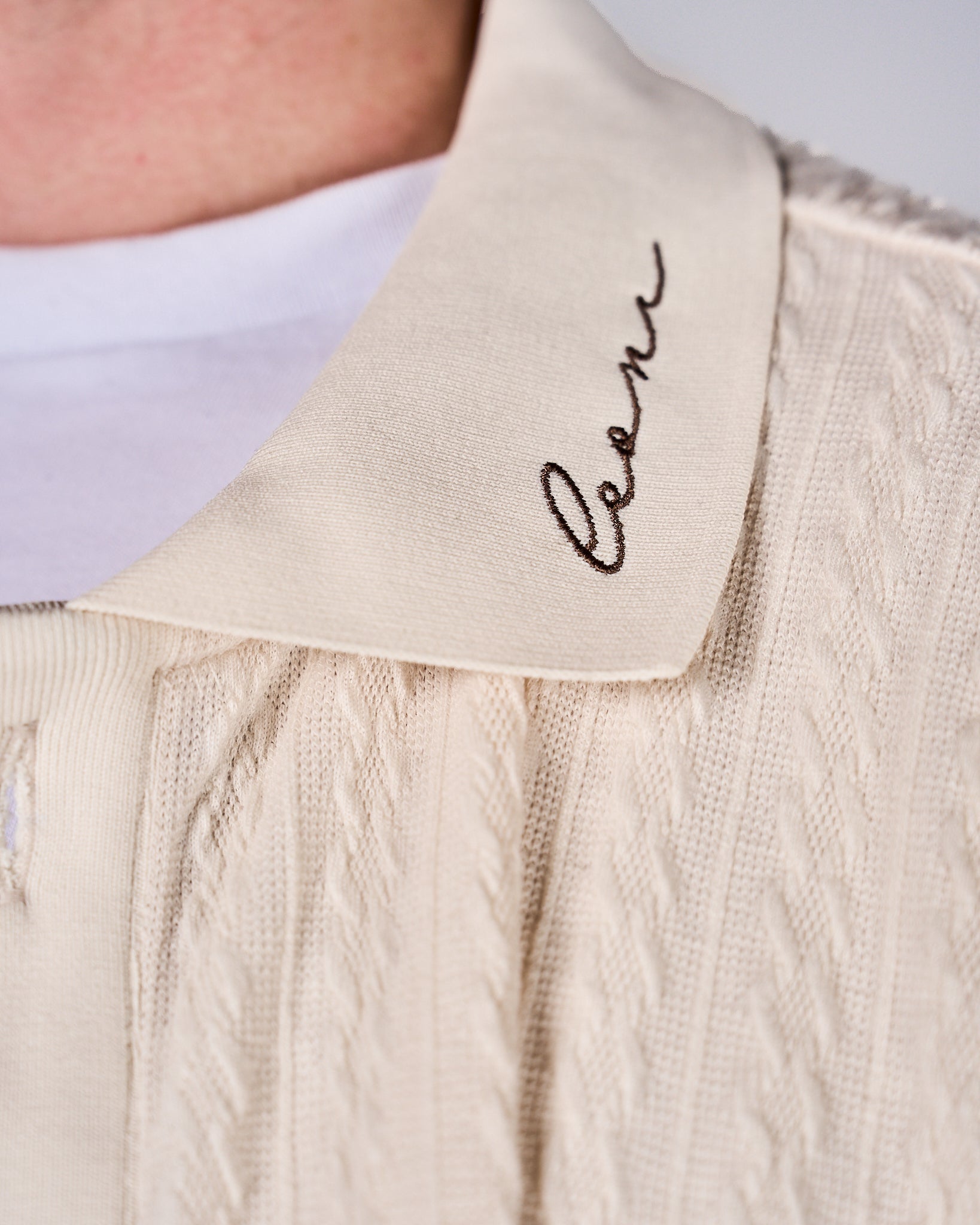 Men's Button Down Polo Cream - Leoni