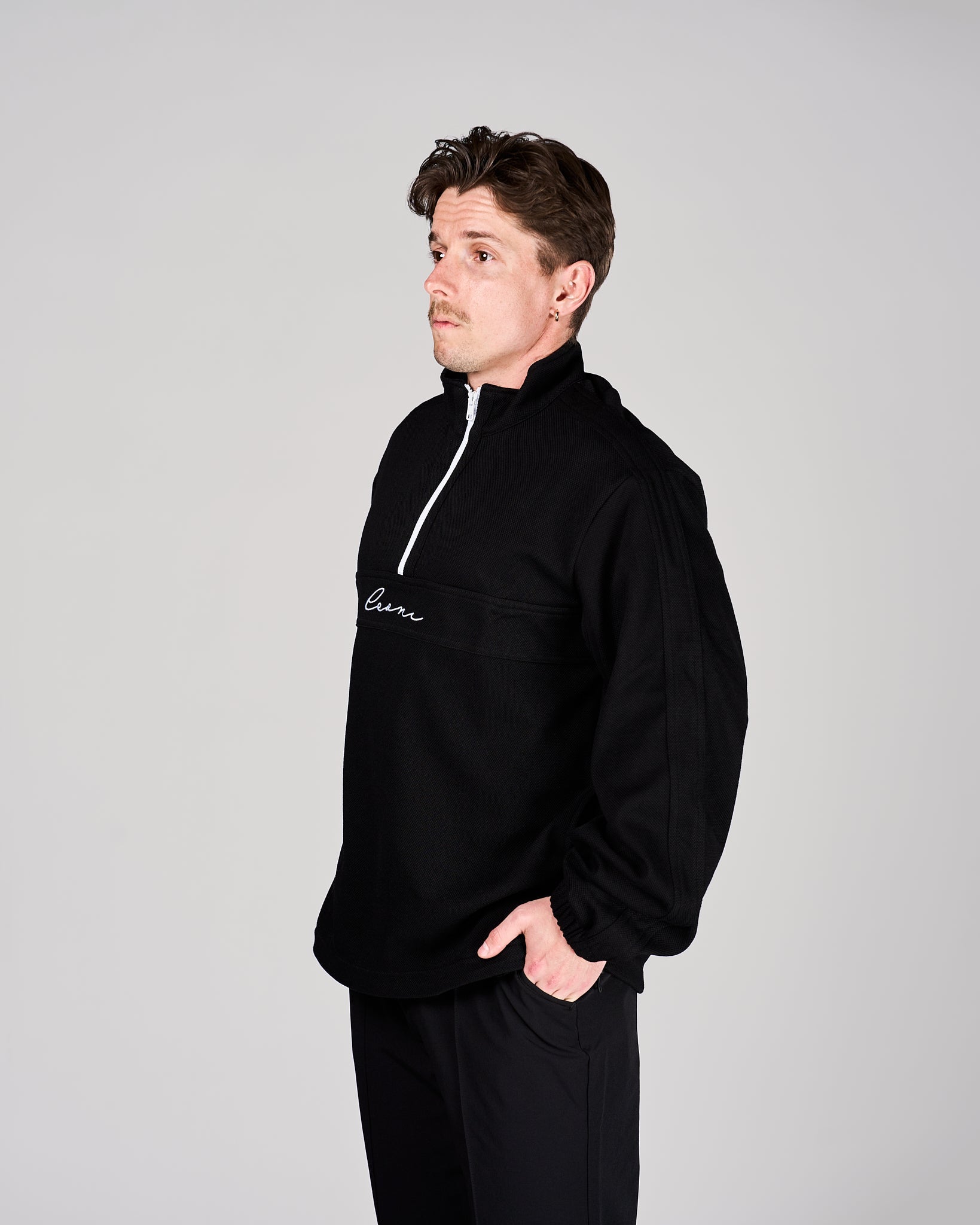 Men's Piqué Q - Zip Black - Leoni